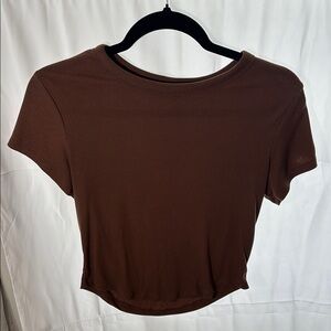 Brown Ribbed Women's Top